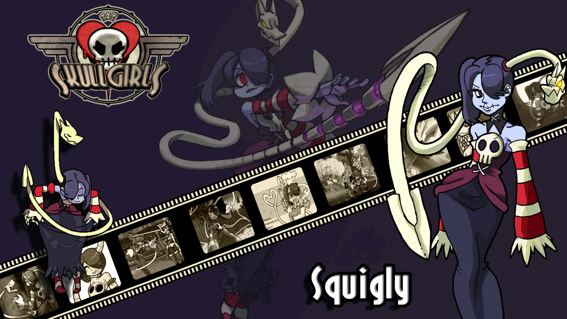 סקוויגלי מ-Skullgirls על סרט צילום טפט