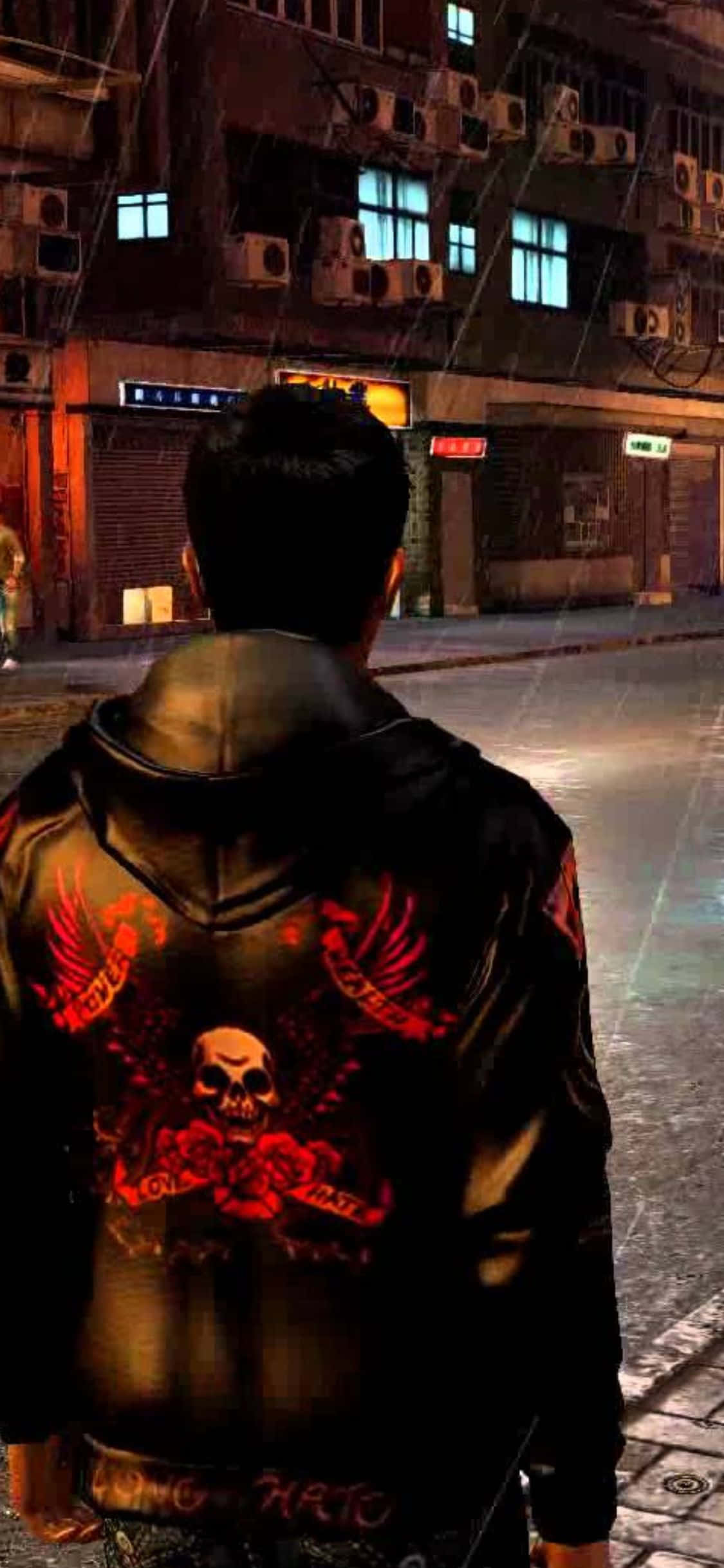 רקע ז'קט עור של Sleeping Dogs לאייפון XS טפט