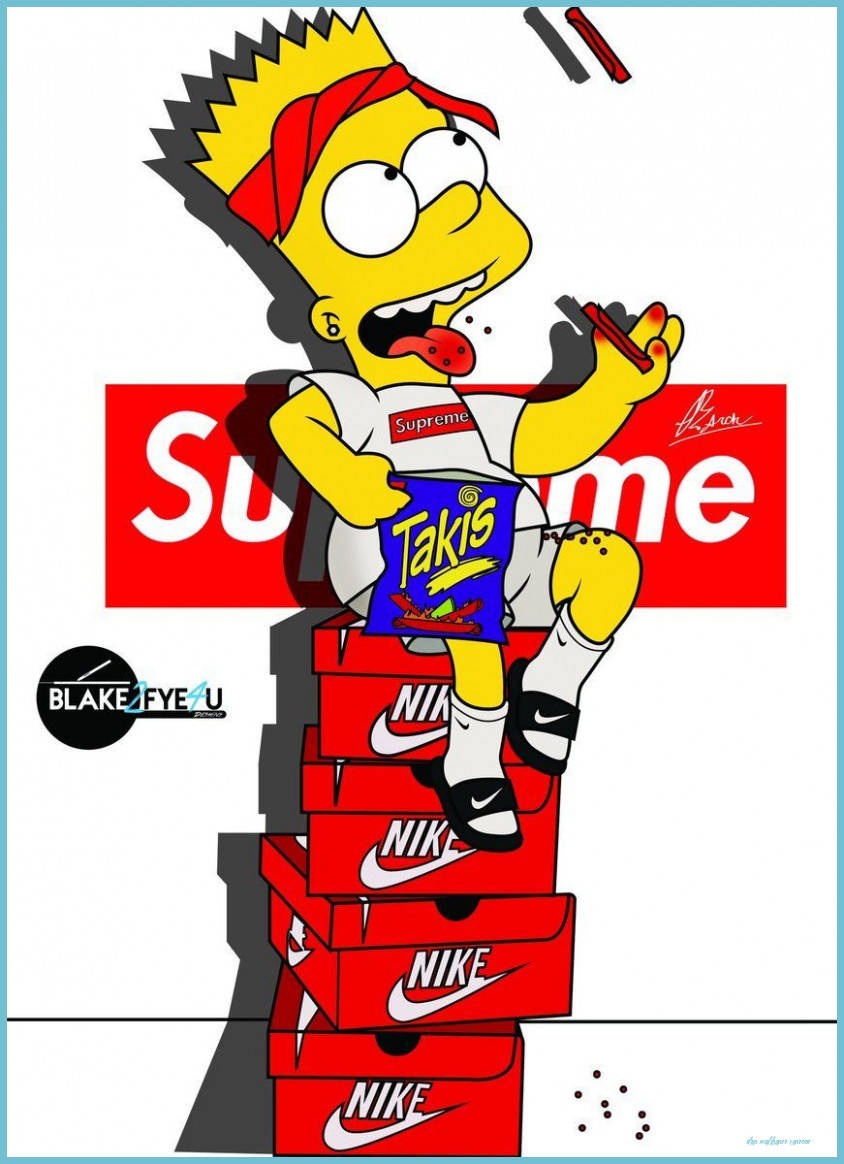 בארט סימפסון המסוגנן בסגנון דריפ ארט של Supreme טפט