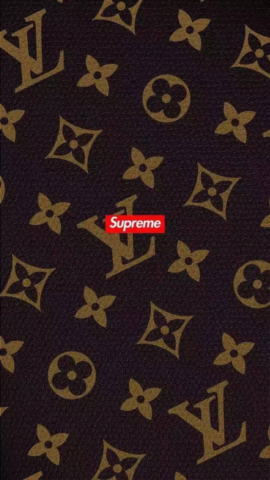 סמל Supreme ו-Louis Vuittון על עור טפט