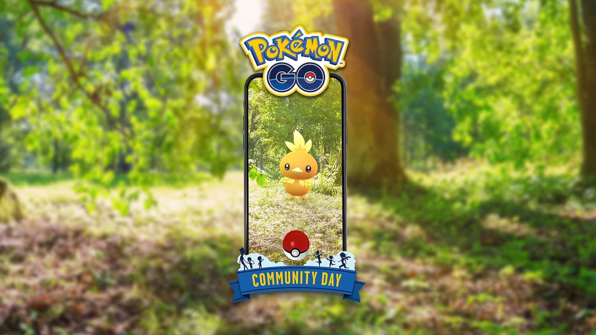 Torchic עם לוגו יום הקהילה של פוקימון גו טפט