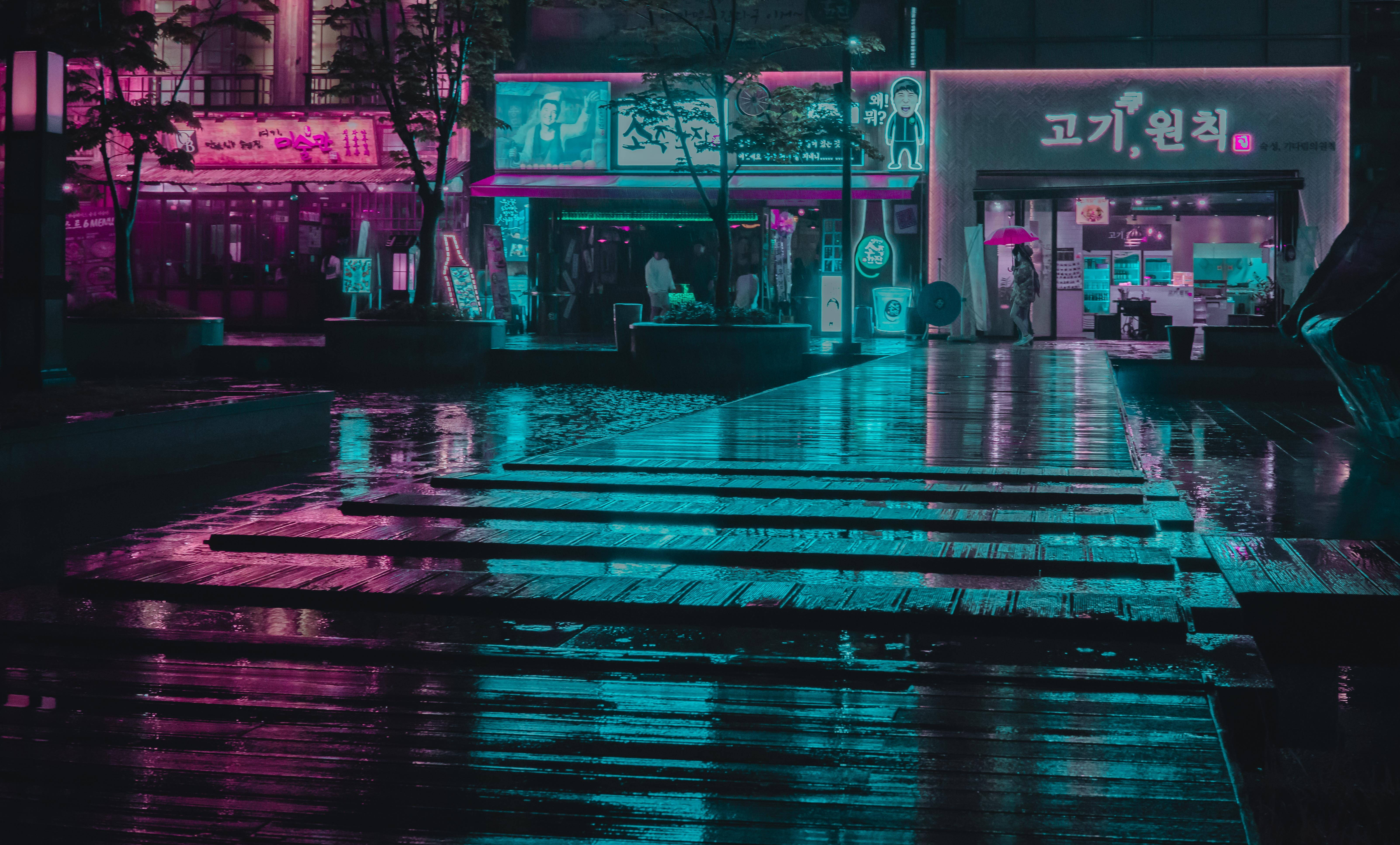 עיר קוריאנית סגולה אסתטית לנייד Tumblr טפט
