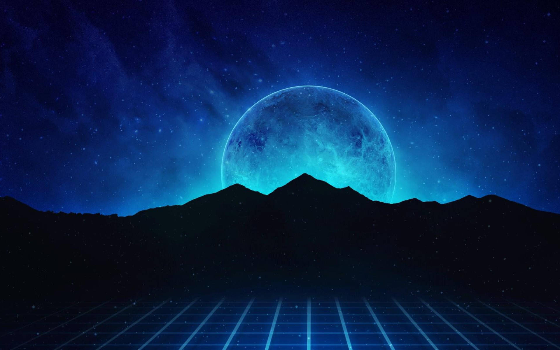 גלקסיית ירח הר Vaporwave טפט