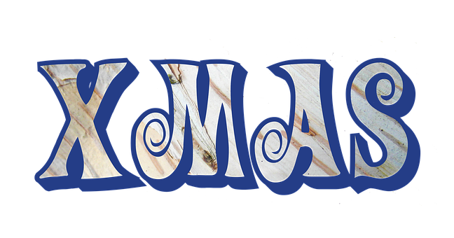 עיצוב טקסט כחול של X M A S טפט