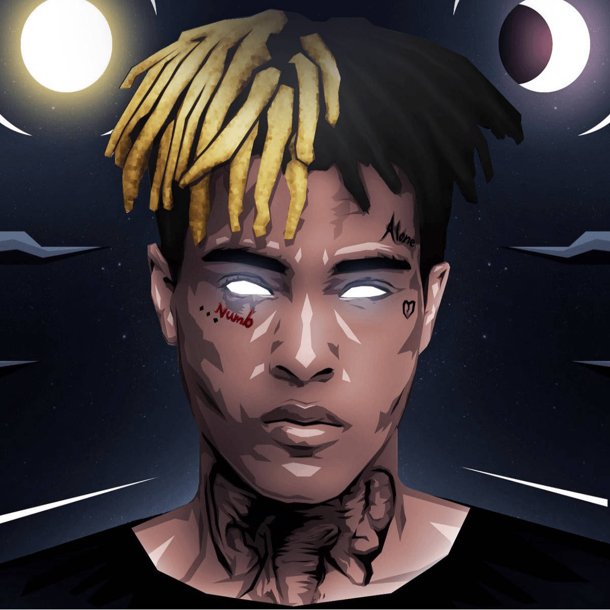 עיניים זוהרות של Xxxtentacion בסגנון אנימה טפט