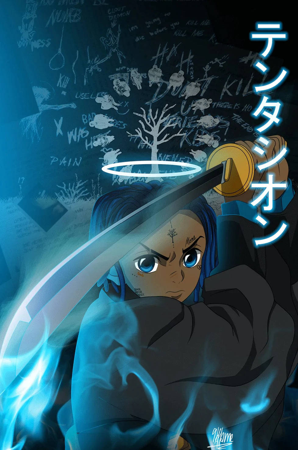 XXXTentacion אנימה מצויר Demon Slayer טפט