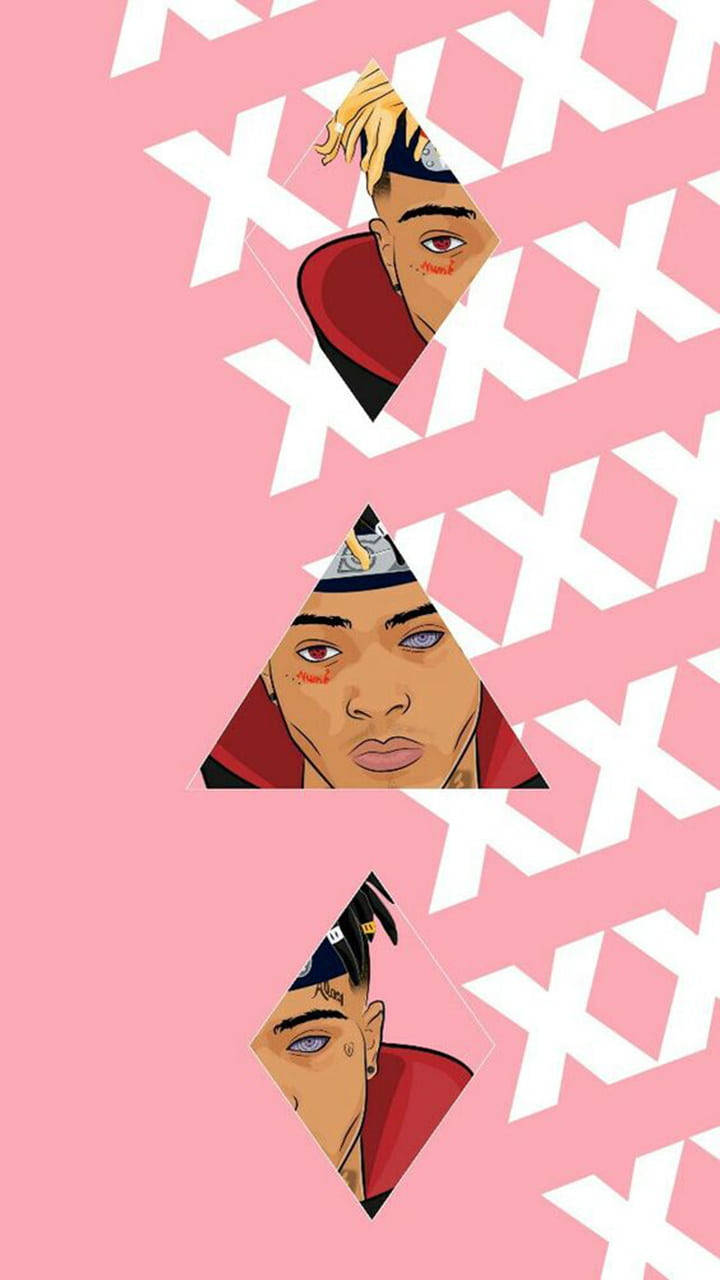 אמנות XXXTentacion בנושא נארוטו ורוד אסתטי טפט