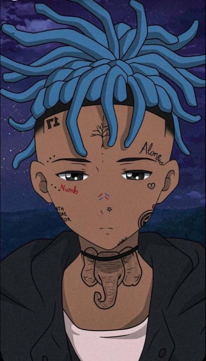 ראפר עם קעקועים בהשראת אנימה Xxxtentacion טפט