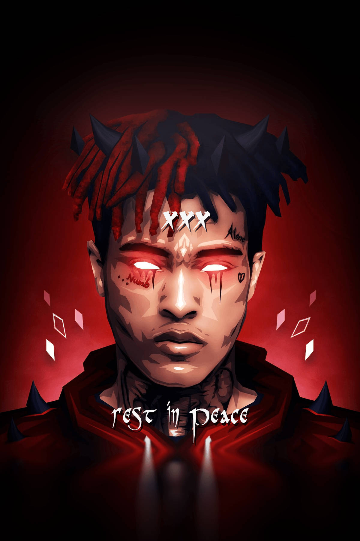 אמן ראפ אנימה Xxxtentacion עם קרניים טפט