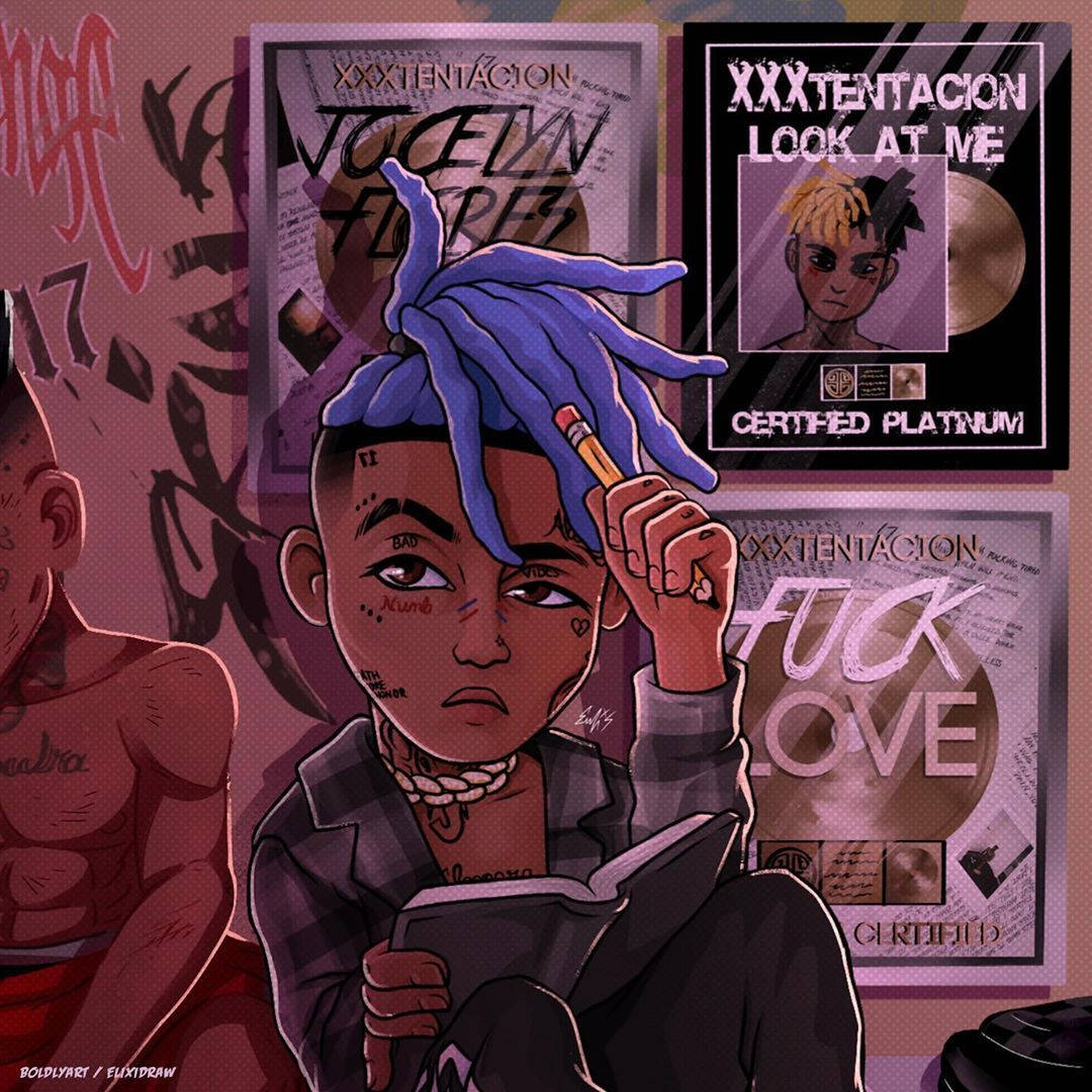 יצירת אמנות בהשראת אנימה של Xxxtentacion טפט