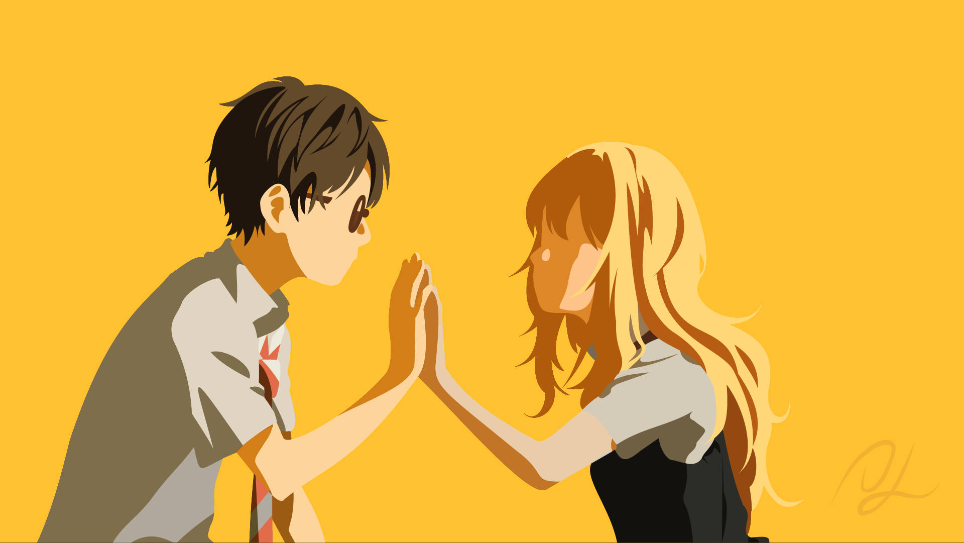 זוג אנימה Your Lie In April טפט