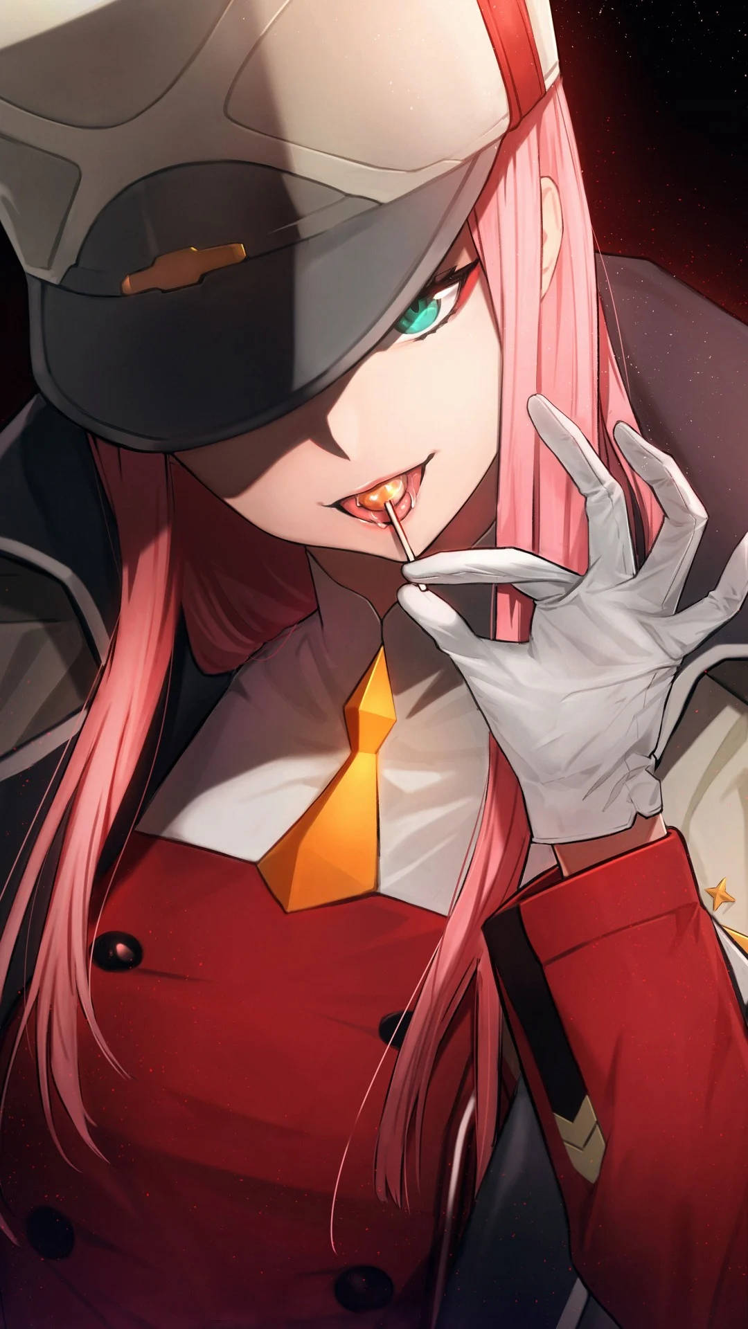Zero Two מוצצת סוכרייה בטלפון טפט
