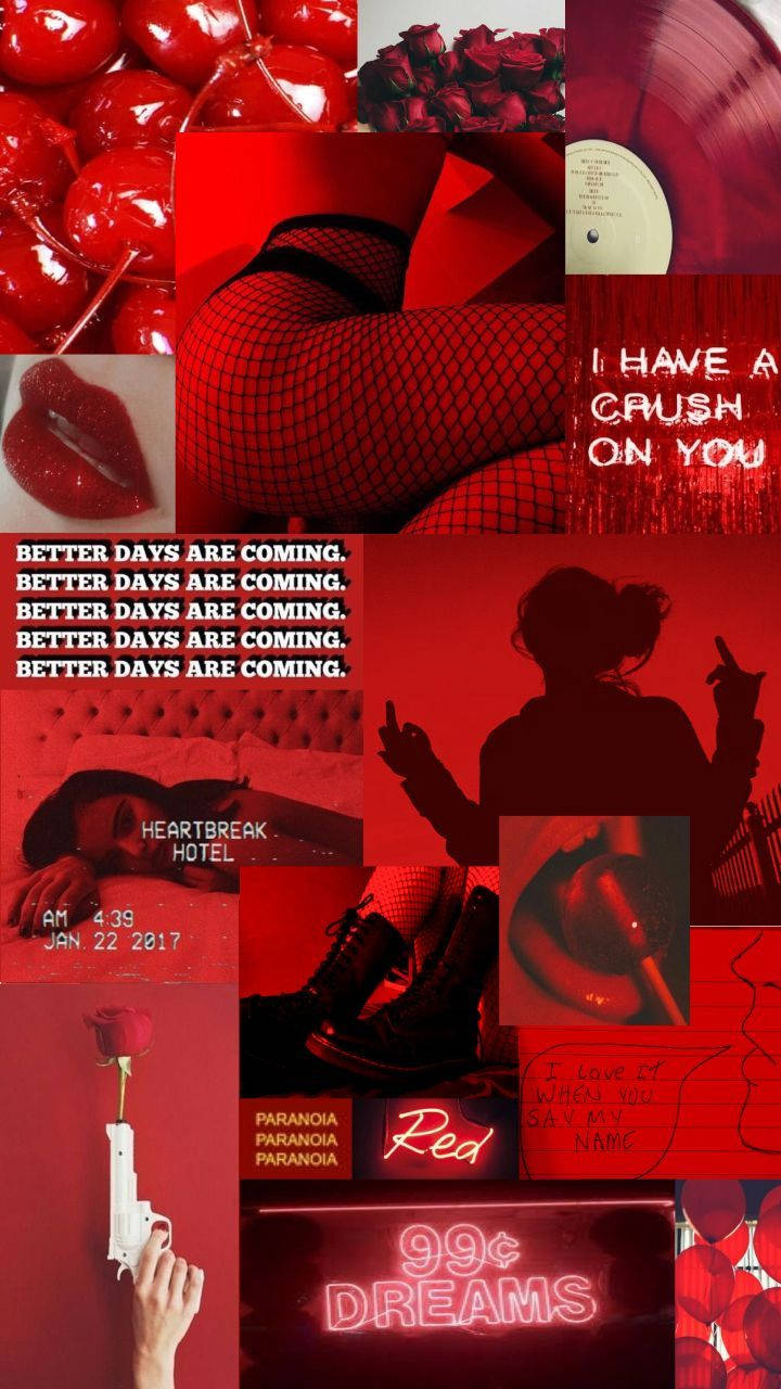 אייפון אסתטי באדום כהה בסגנון באדי טפט