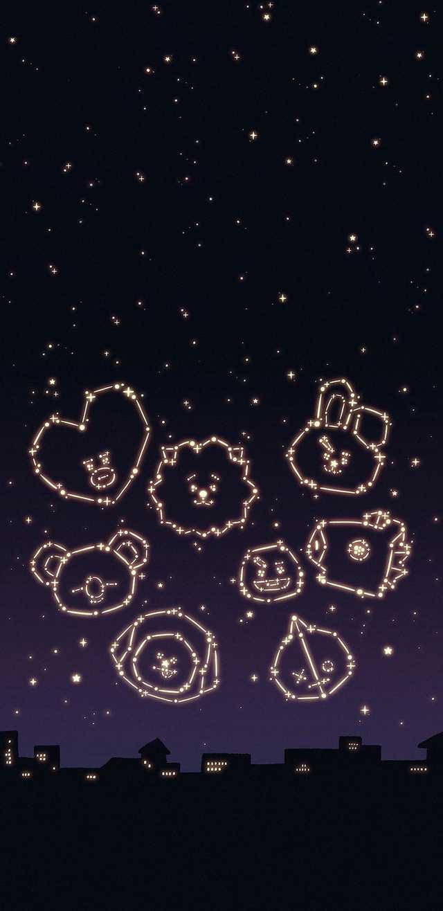 אסתטי BTS BT21 קבוצת כוכבים טפט
