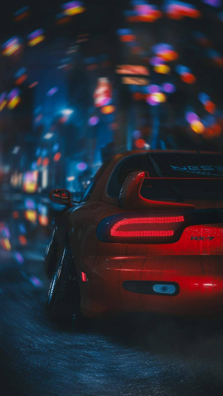 אסתטיקת מכוניות JDM עם אורות צבעוניים טפט