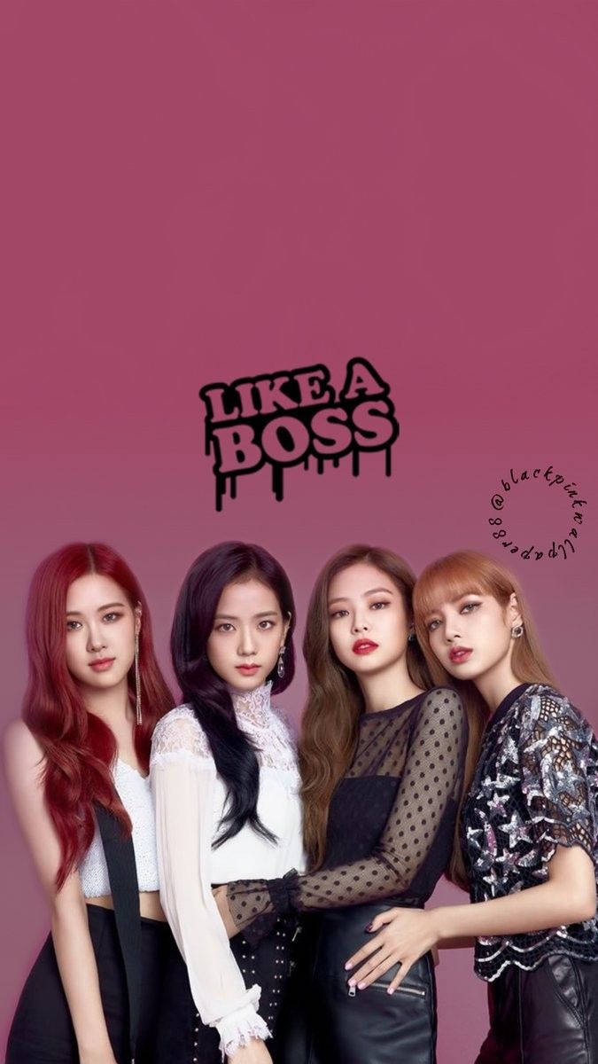 טפט בלאקפינק של חברות על רקע ורוד עם טקסט Like A Boss — בלאקפינק טפט