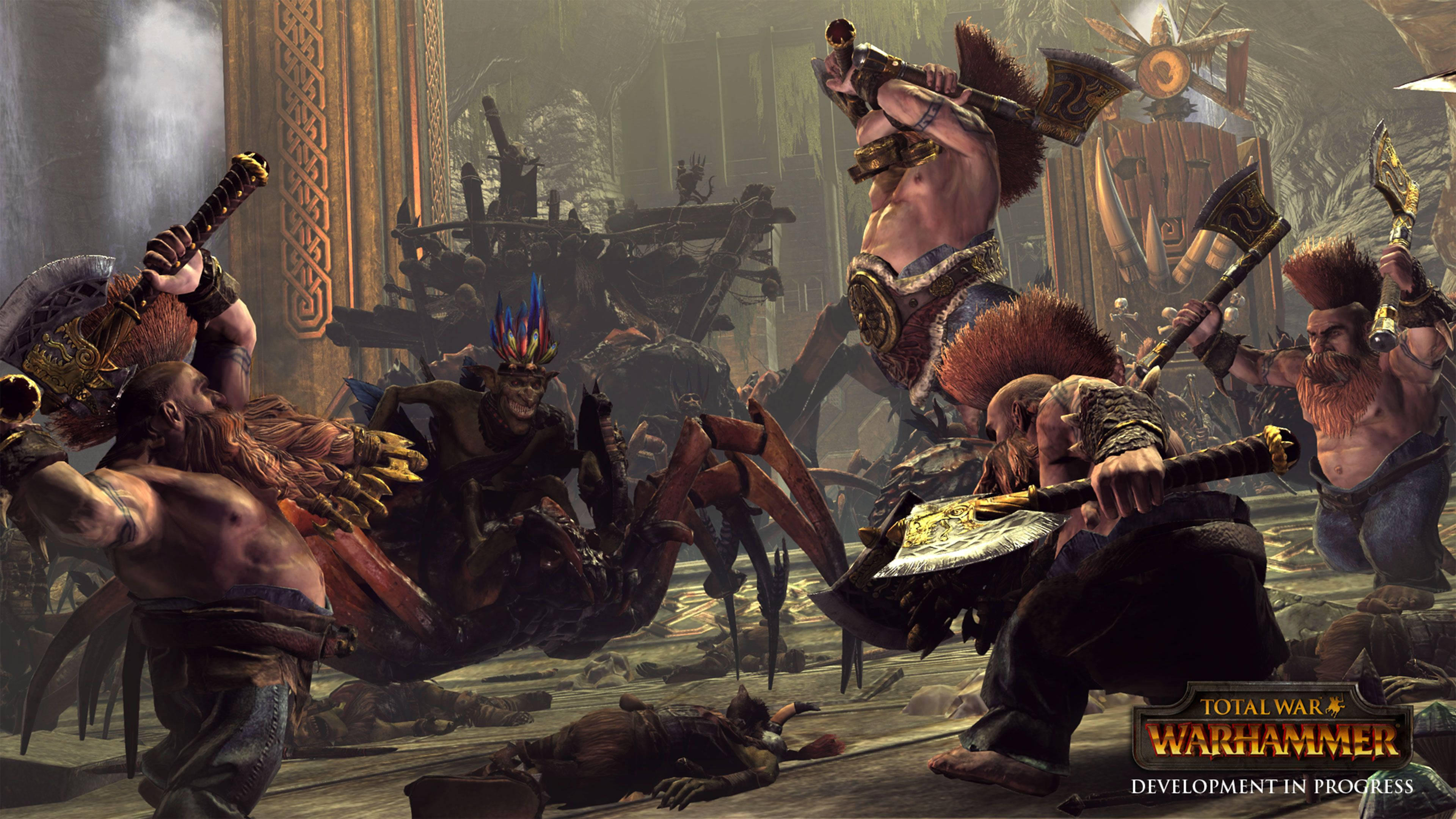גמדים נלחמים בגובלינים ב-Total War Warhammer טפט