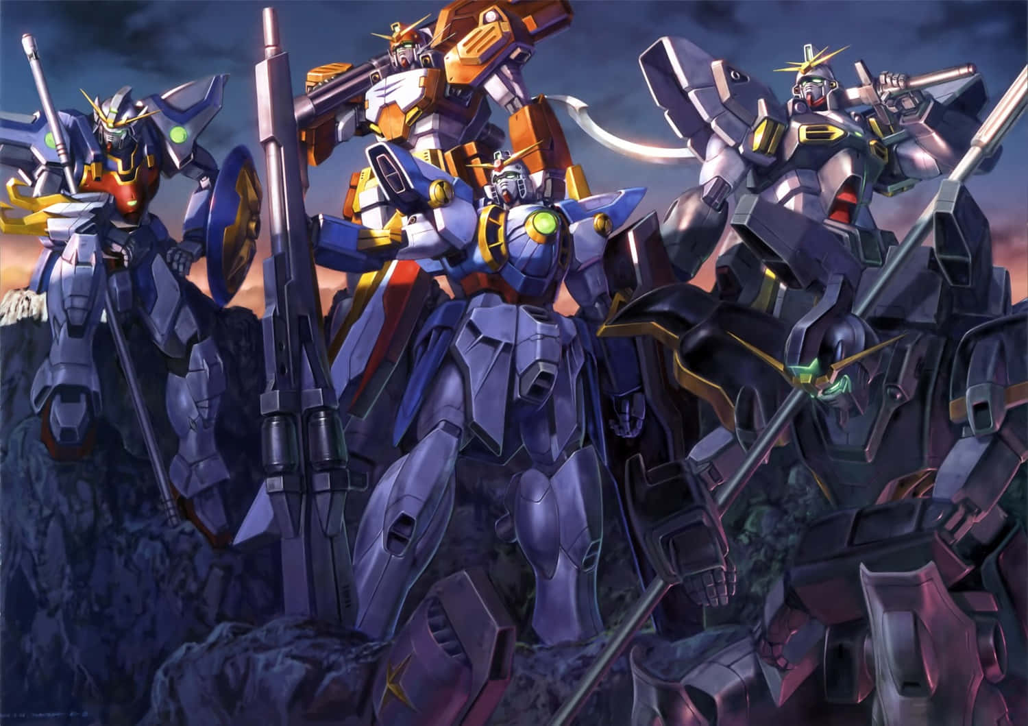 ה-RX-78-2 גאנדאם ניצב גבוה וגאה. טפט