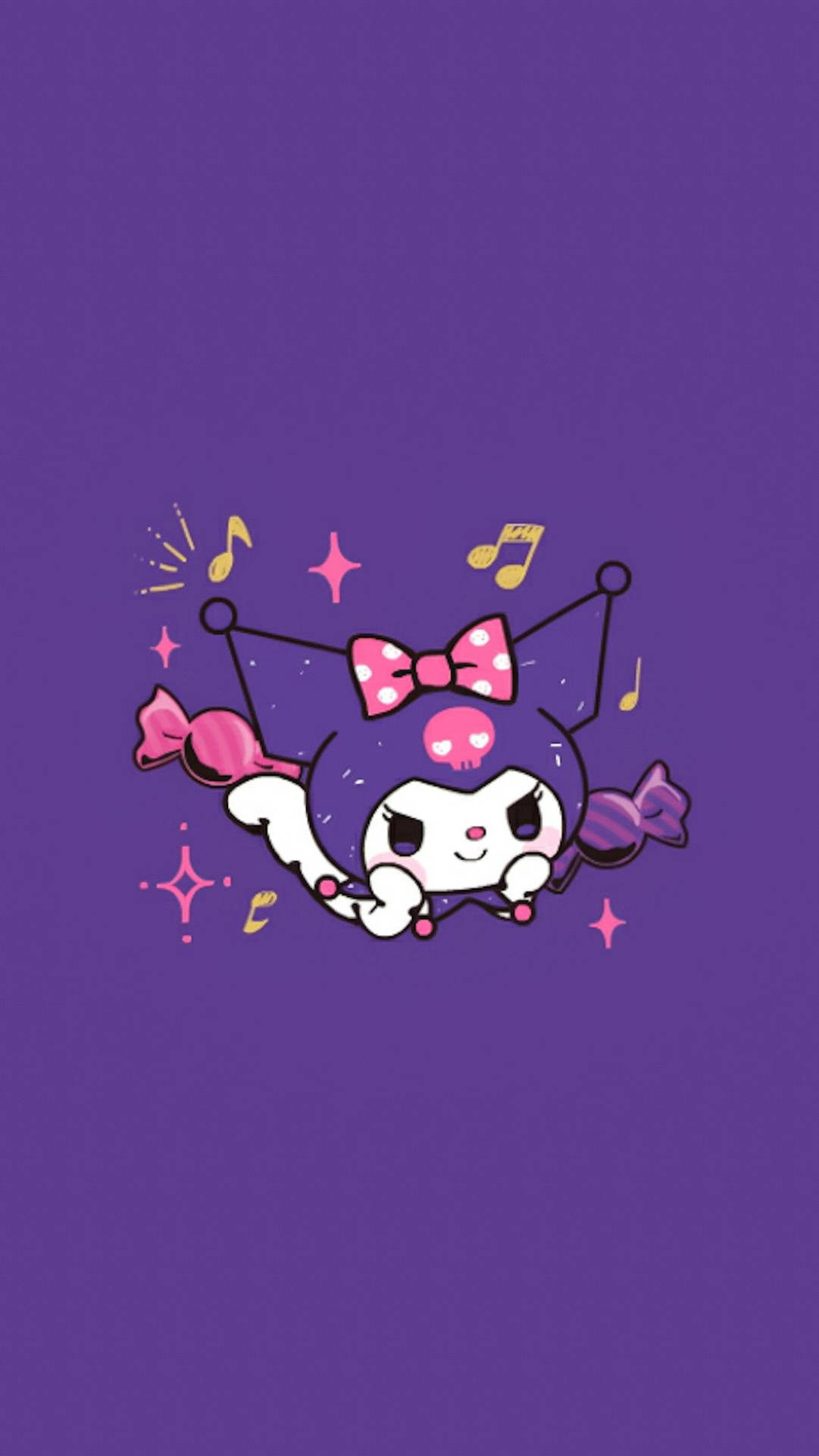 מי מלודי קורומי על רקע סגול עמוק — Sanrio GIF טפט