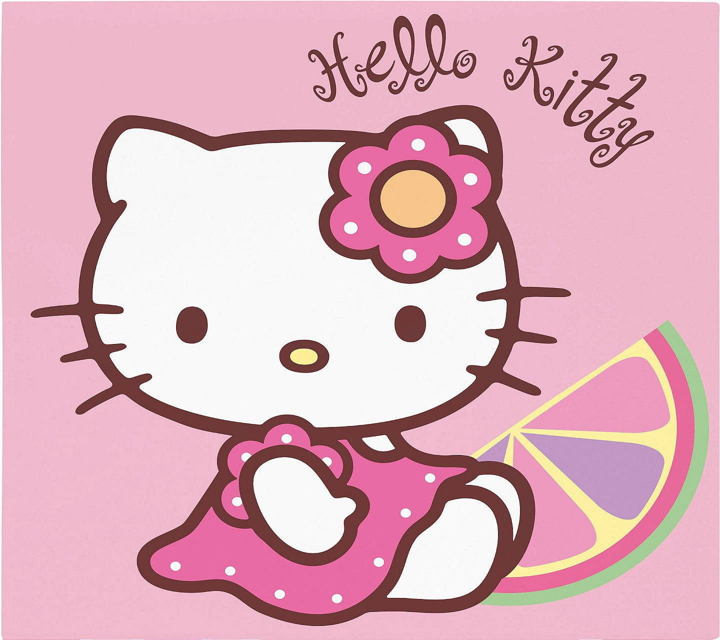 הלו קיטי ורודה עם פרוסת תפוז — Sanrio GIF טפט