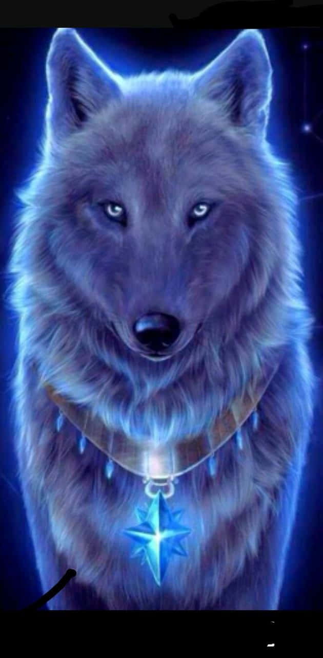 זאב כחול מגניב עם תליון טפט