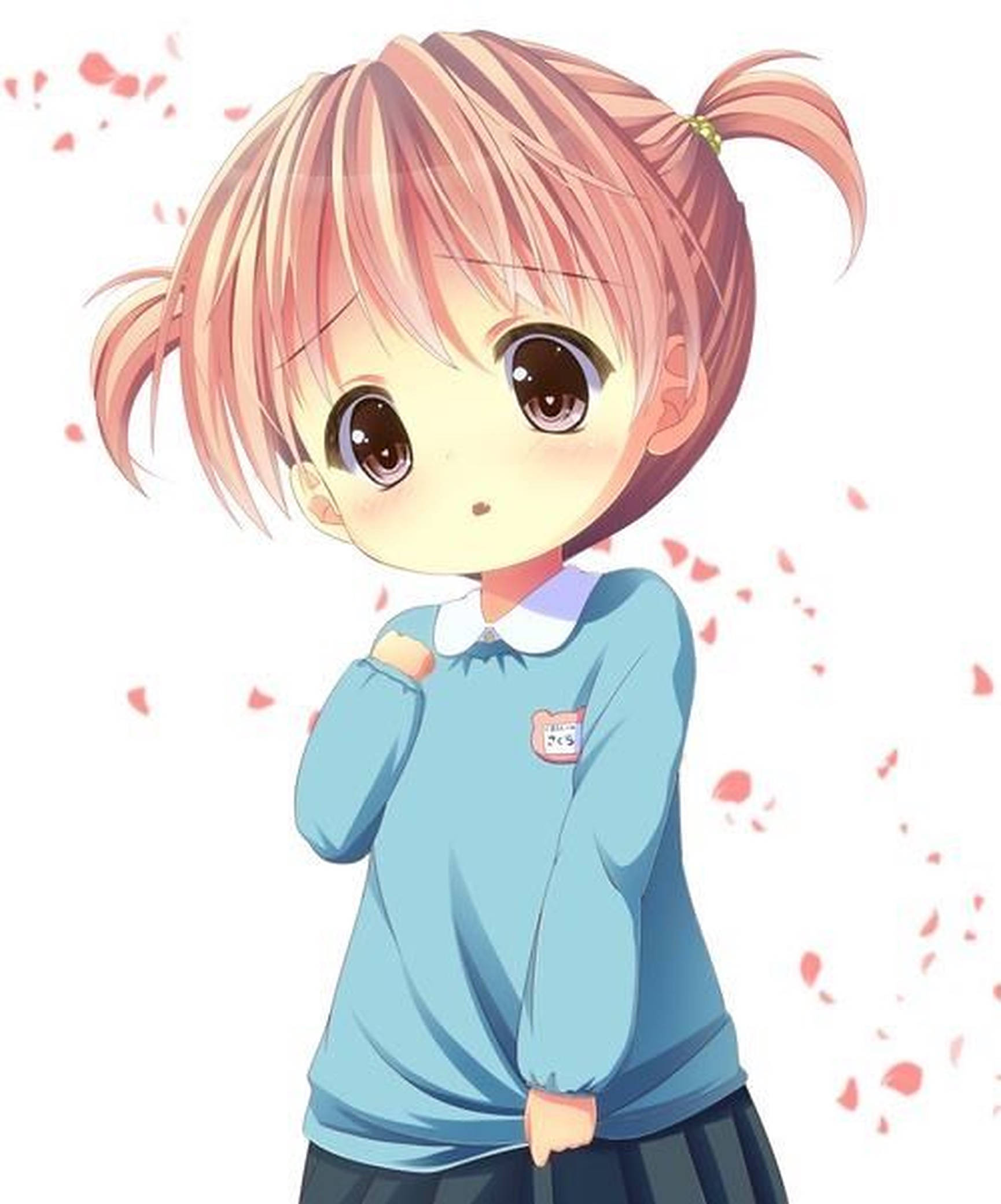 ילדת אנימה עם שיער ורוד טפט