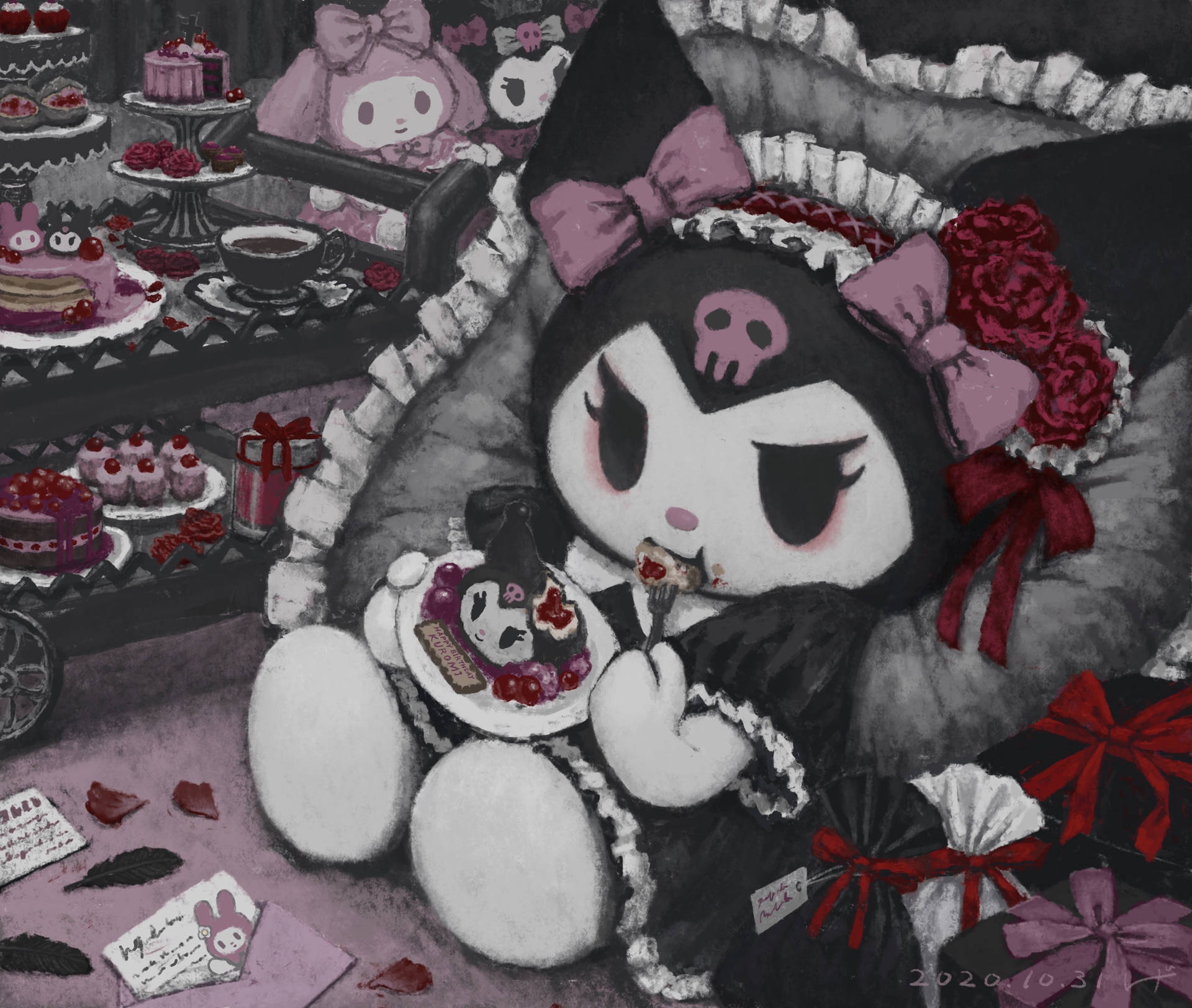 יצירת אמנות חמודה של מי מלודי קורומי — Sanrio GIF טפט