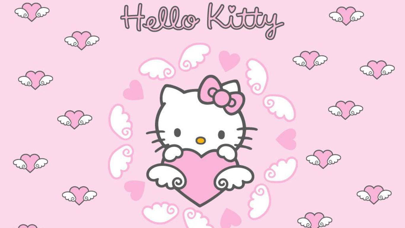 לב ורוד של הלו קיטי עם כנפיים — Sanrio GIF טפט