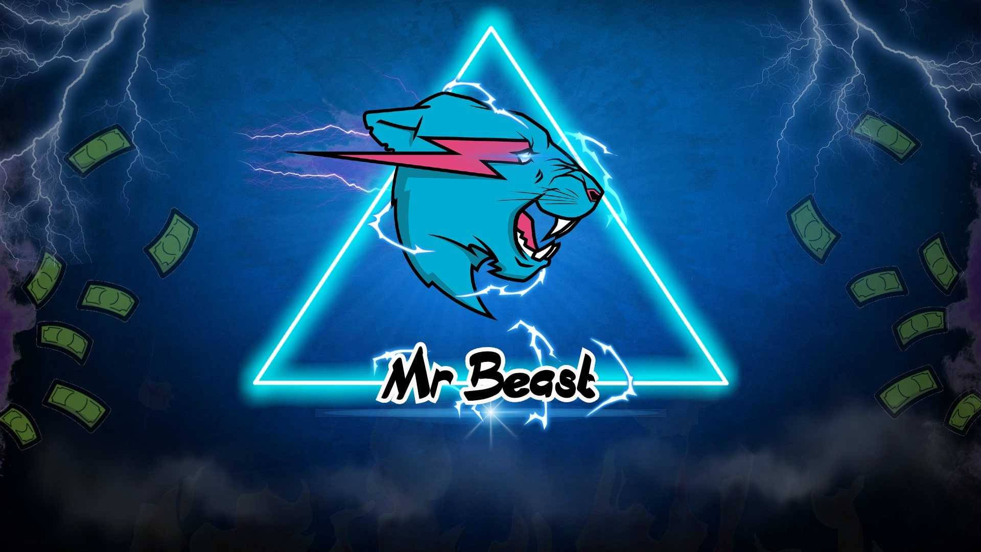 לוגו Mr Beast עם משולש ניאון טפט