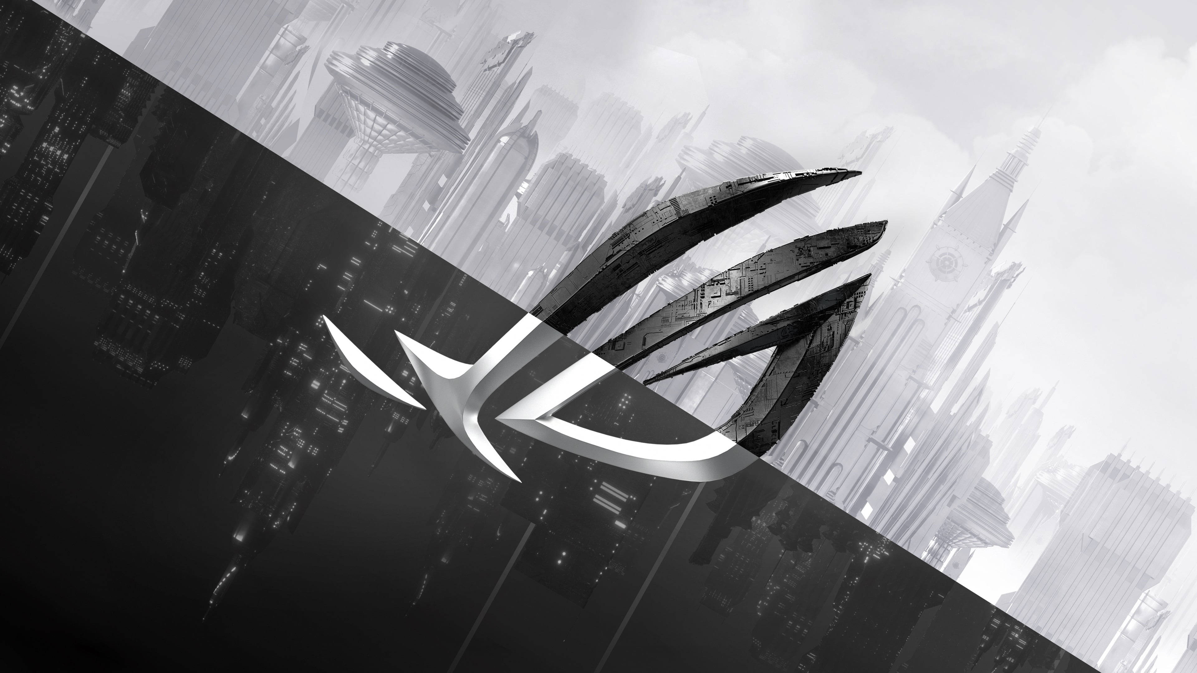 לוגו שחור ולבן של מחשב נייד גיימינג Asus ROG טפט