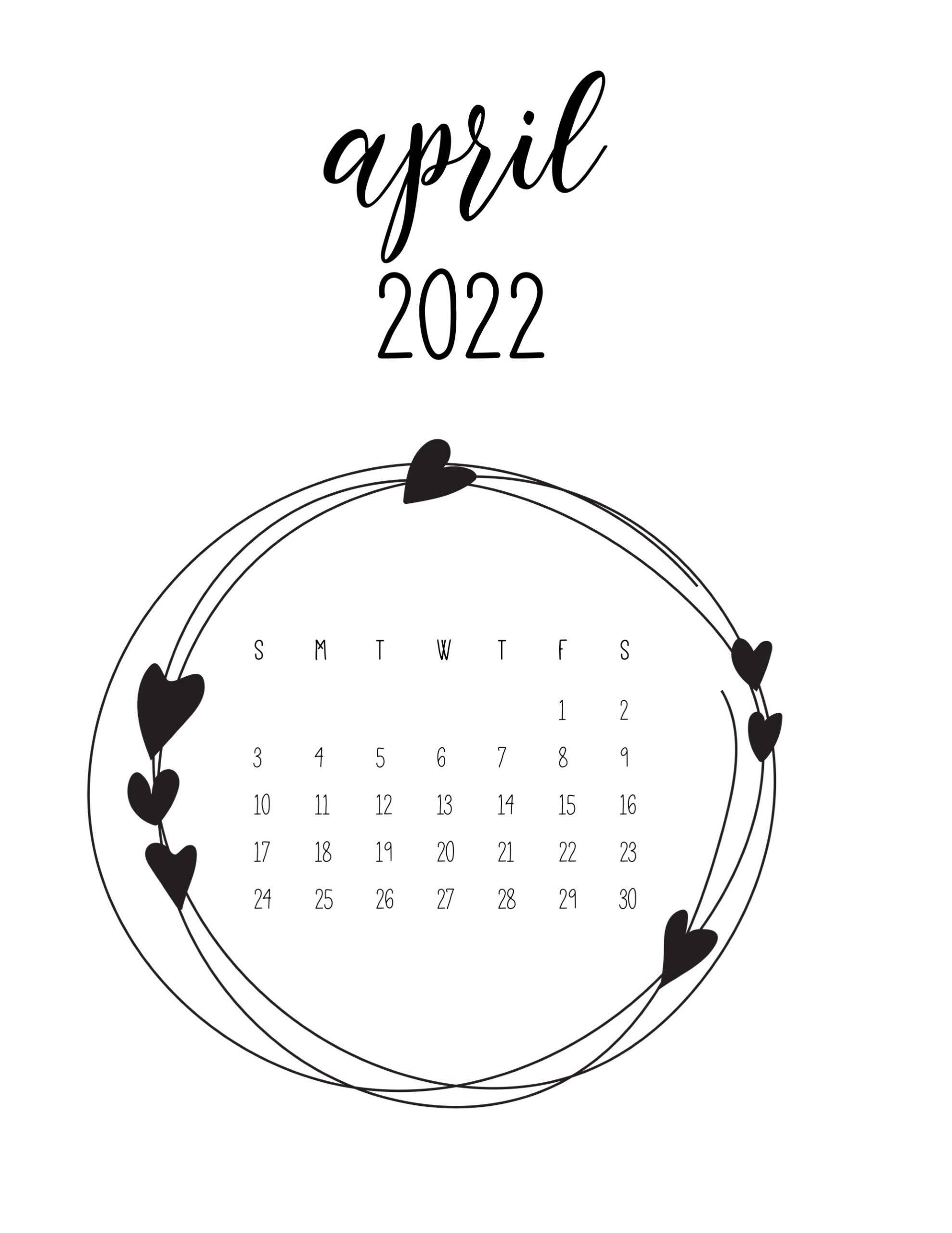 לוח שנה אפריל 2022 בשחור ולבן טפט