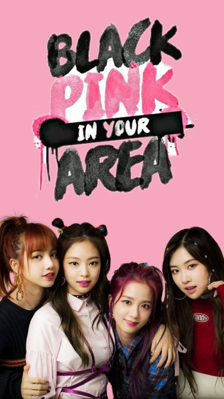 טפט בלאקפינק של חברות עם טקסט גרפיטי Blackpink In Your Area — בלאקפינק טפט