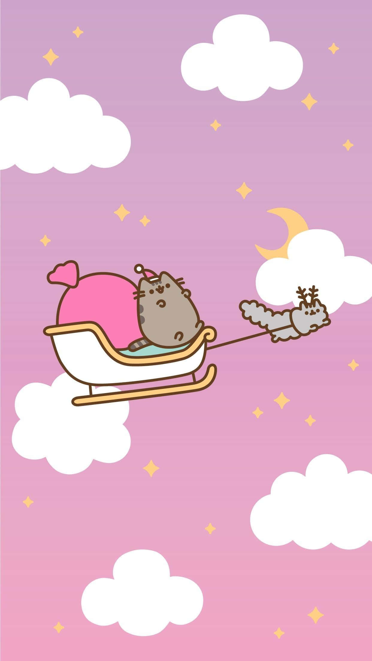 מזחלת חג המולד הוורודה של פושין החתול טפט