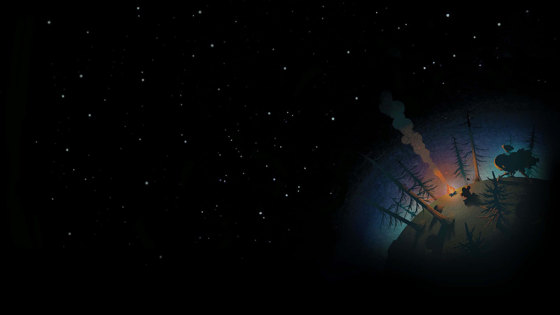 מחנה לילה זרוע כוכבים ב-Outer Wilds טפט