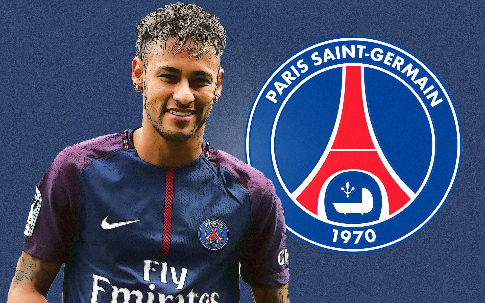 טפט אמנות מעריצים של ניימאר עם לוגו PSG — ניימאר טפט