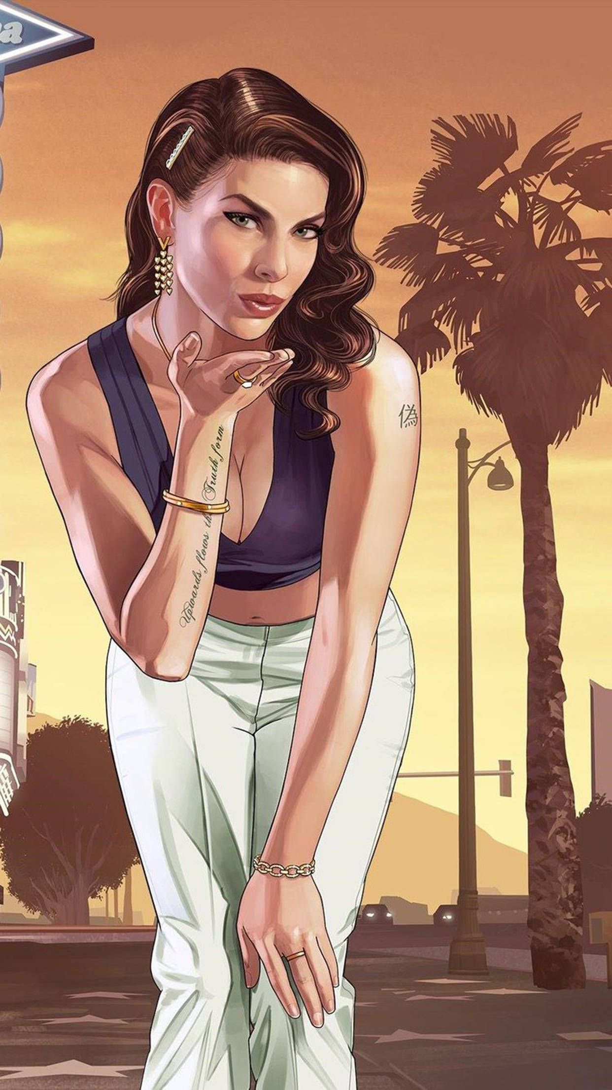נערה ברונטית GTA לאייפון טפט