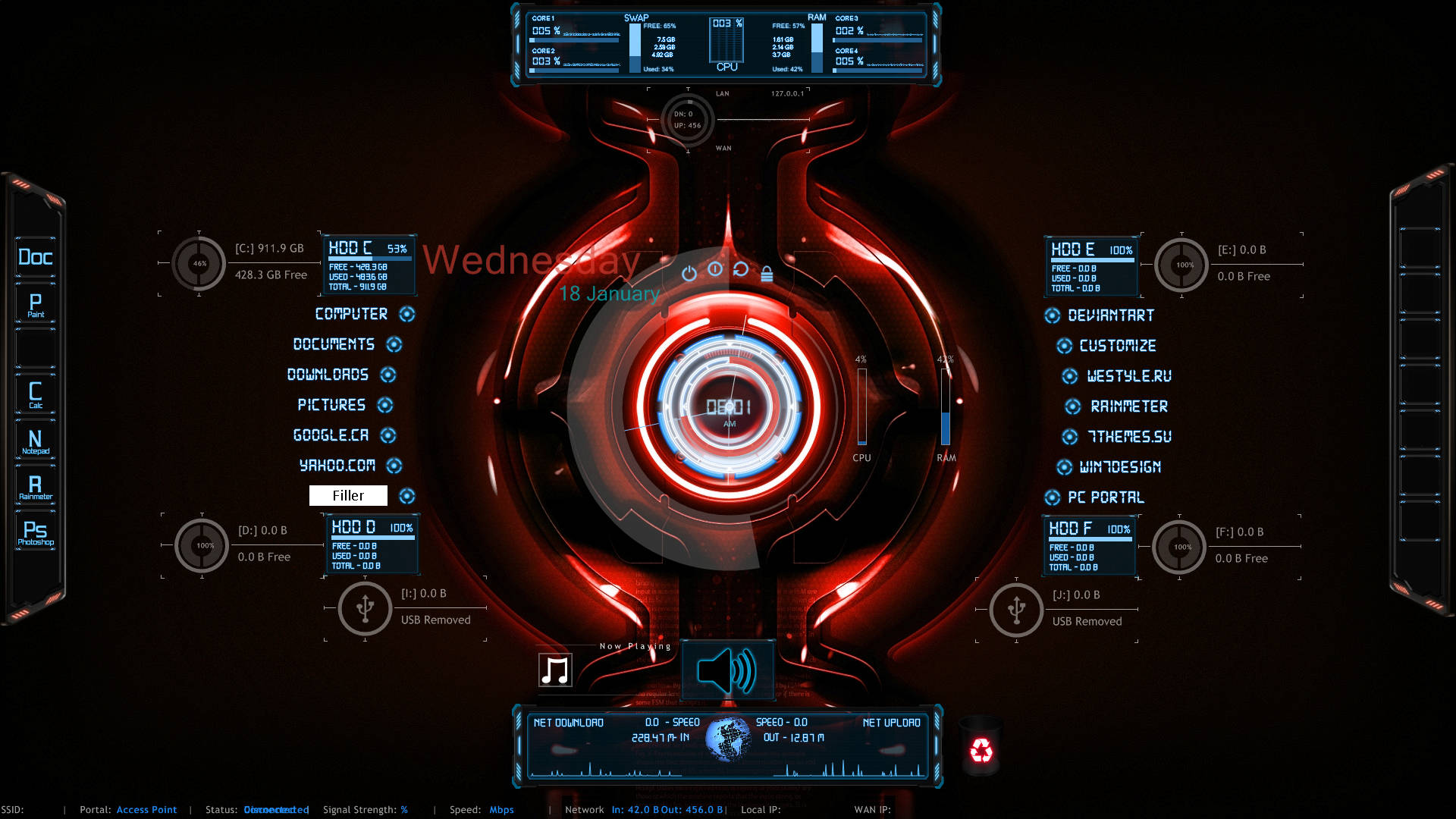 עור JARVIS ל-Rainmeter טפט