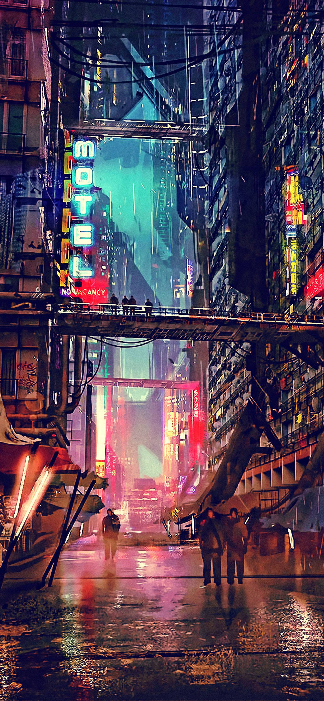 עיר לילה עתידנית Cyberpunk 2077 לאייפון טפט