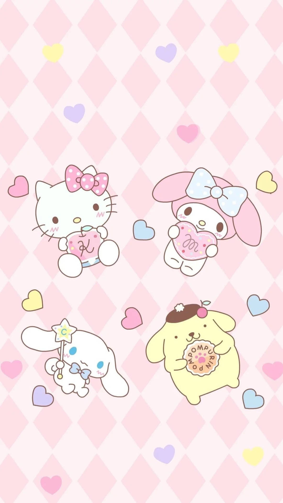 פינק הלו קיטי בדוגמת יהלומים — Sanrio GIF טפט