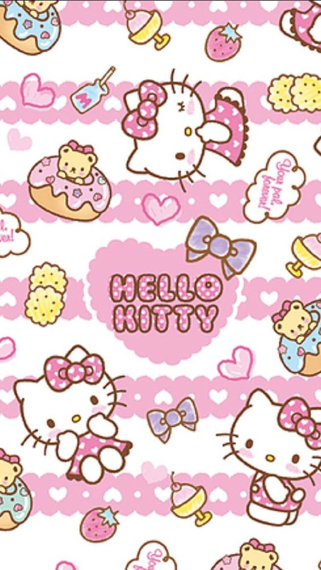 פינק הלו קיטי עם גרפיקת אוכל — Sanrio GIF טפט