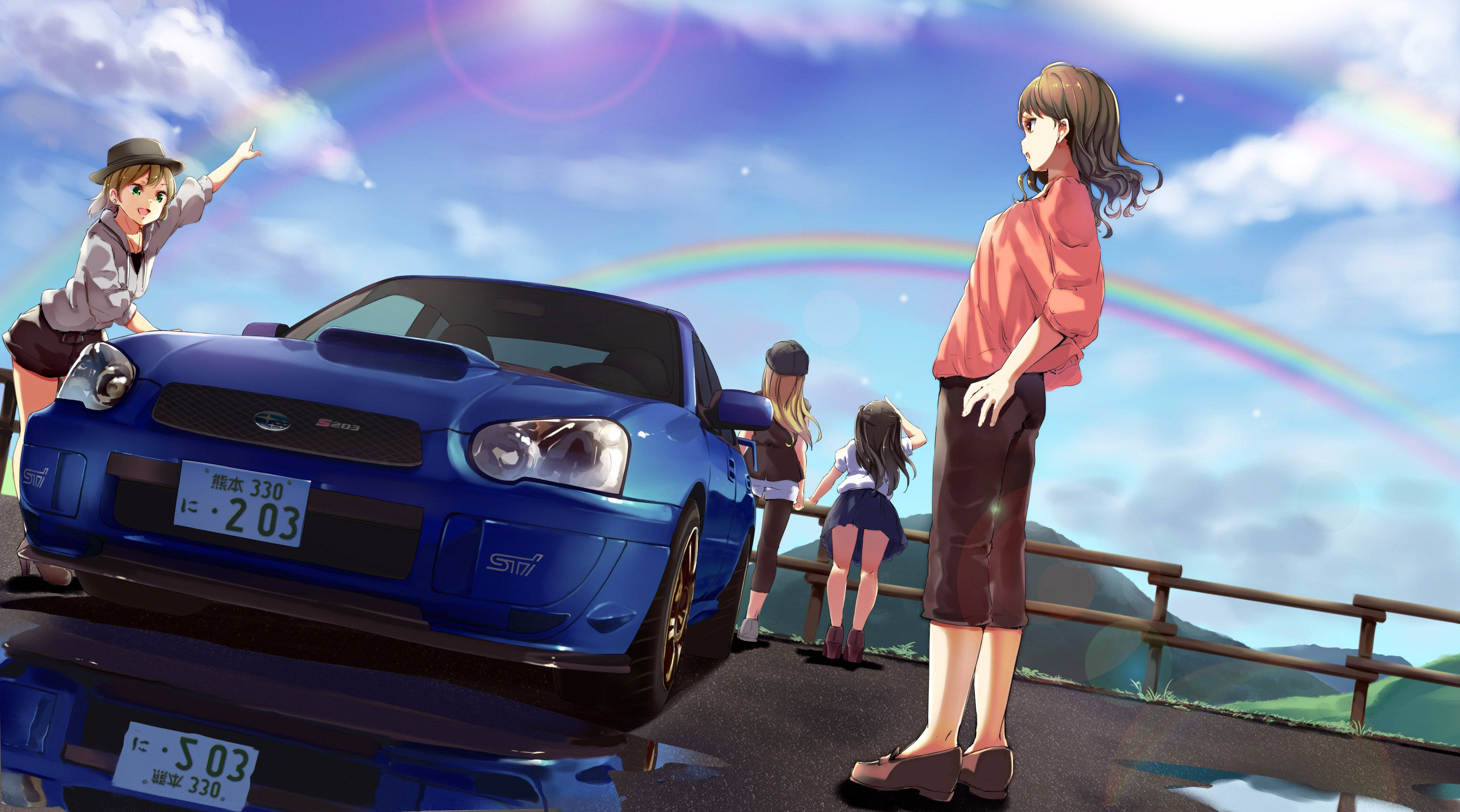 פעולת דריפטינג של סובארו WRX בסגנון אנימה טפט