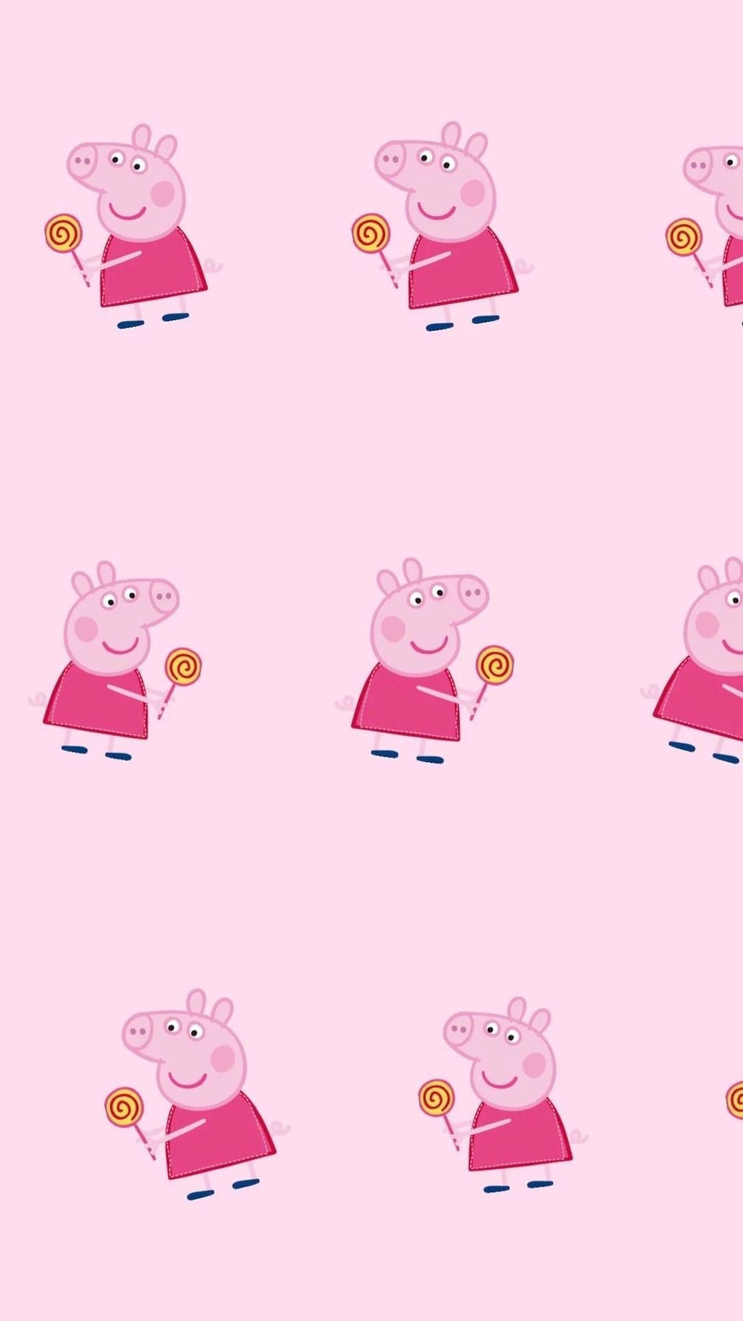 פפה חזיר נהנה מסוכרייה ספירלית על רקע לאייפון. טפט