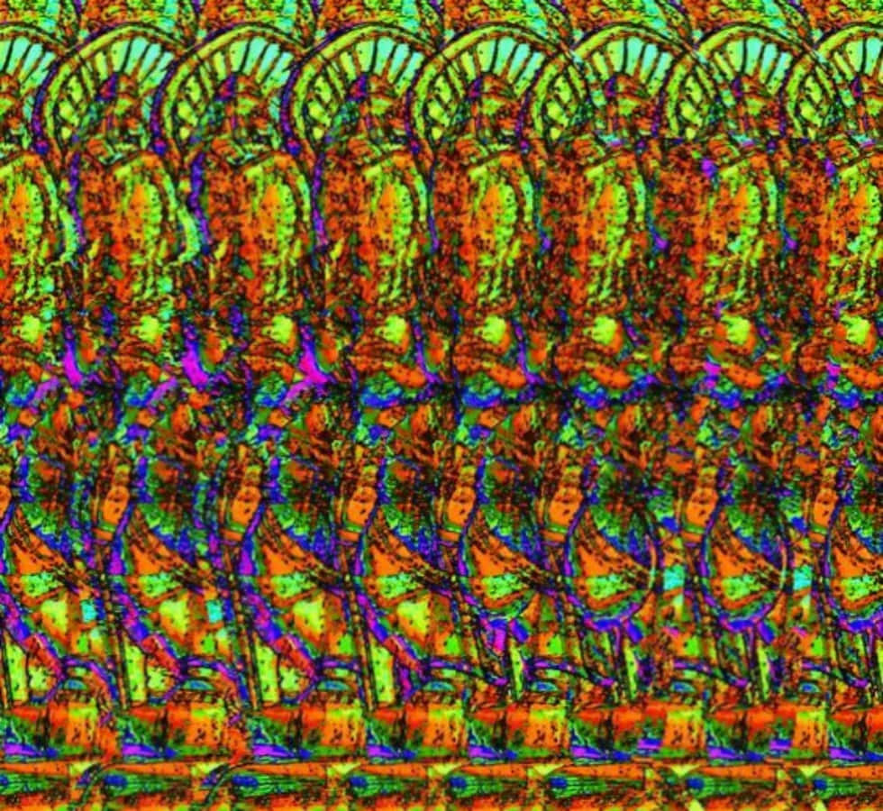 ציור פסיכדלי בסגנון Magic Eye תלת-ממדי סטריאוגרמה טפט