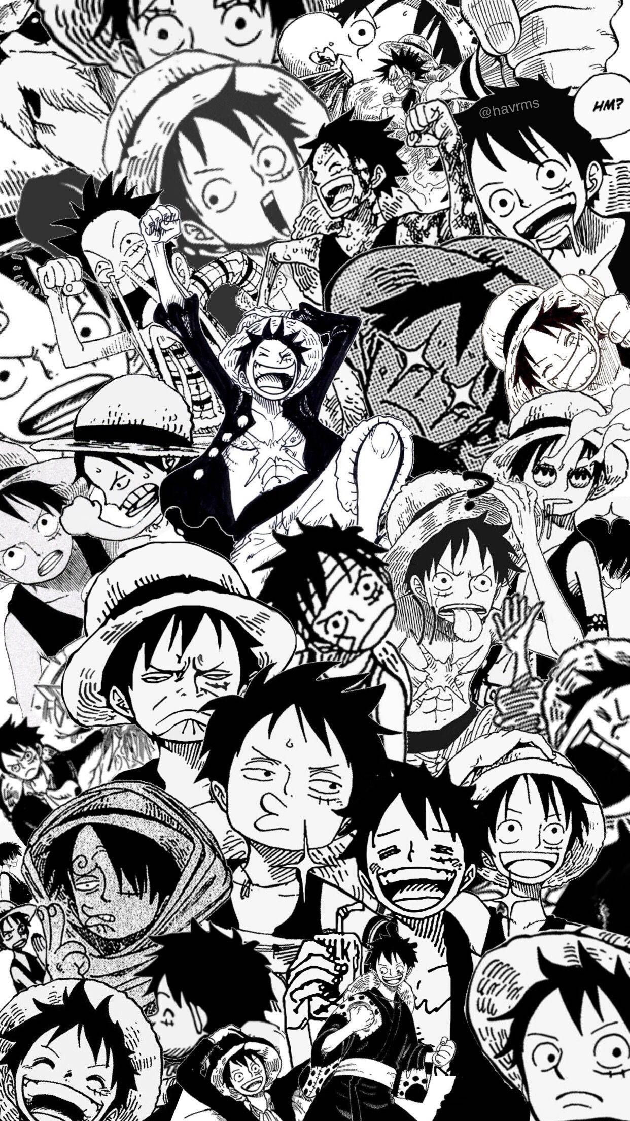 קולאז' מנגה של לופי מטלפון One Piece טפט