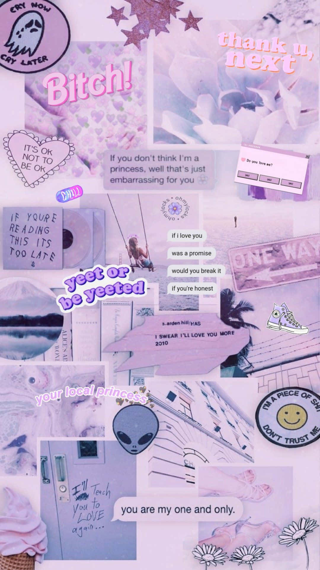 קולאז' סגול אומנותי שיכשף את קירותיך טפט