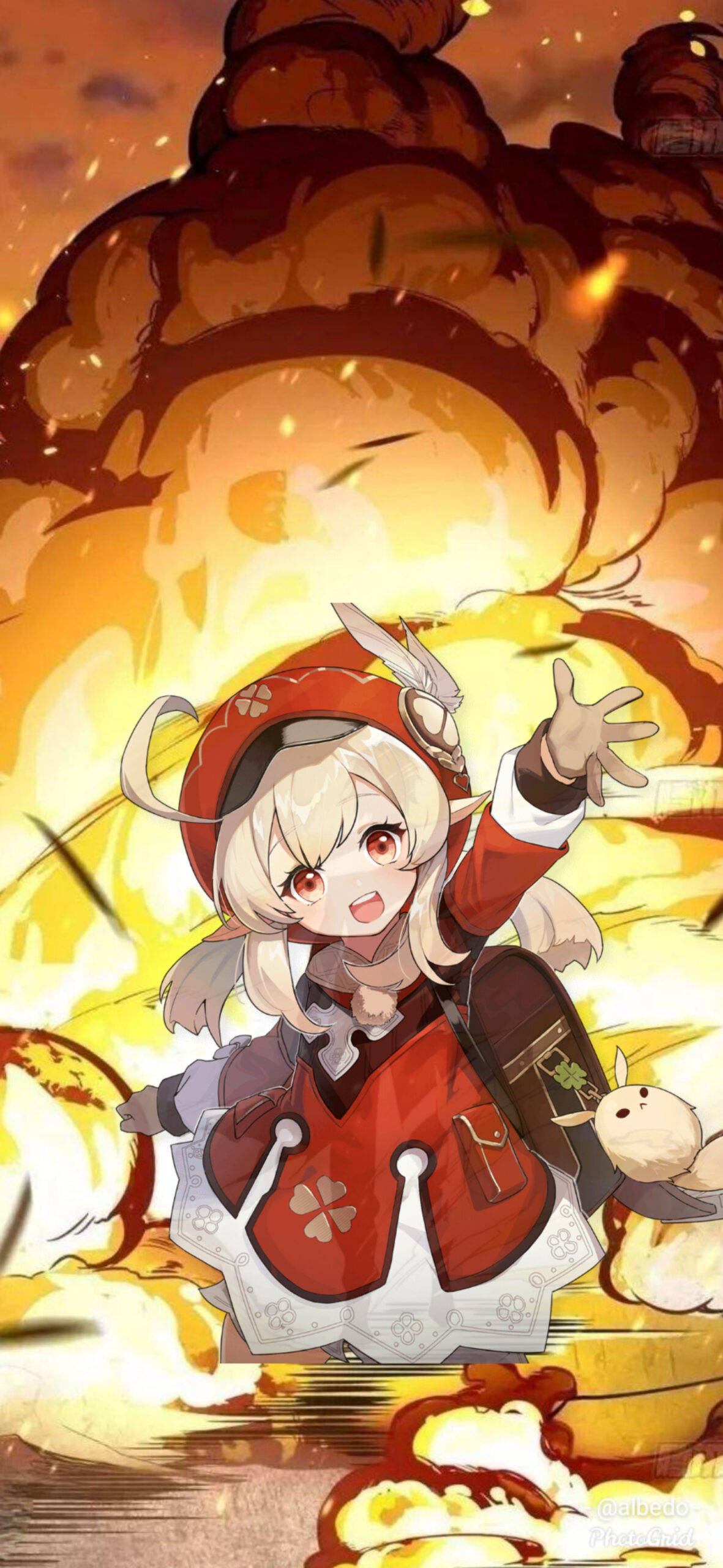 קלי מחייכת Genshin Impact לטלפון טפט