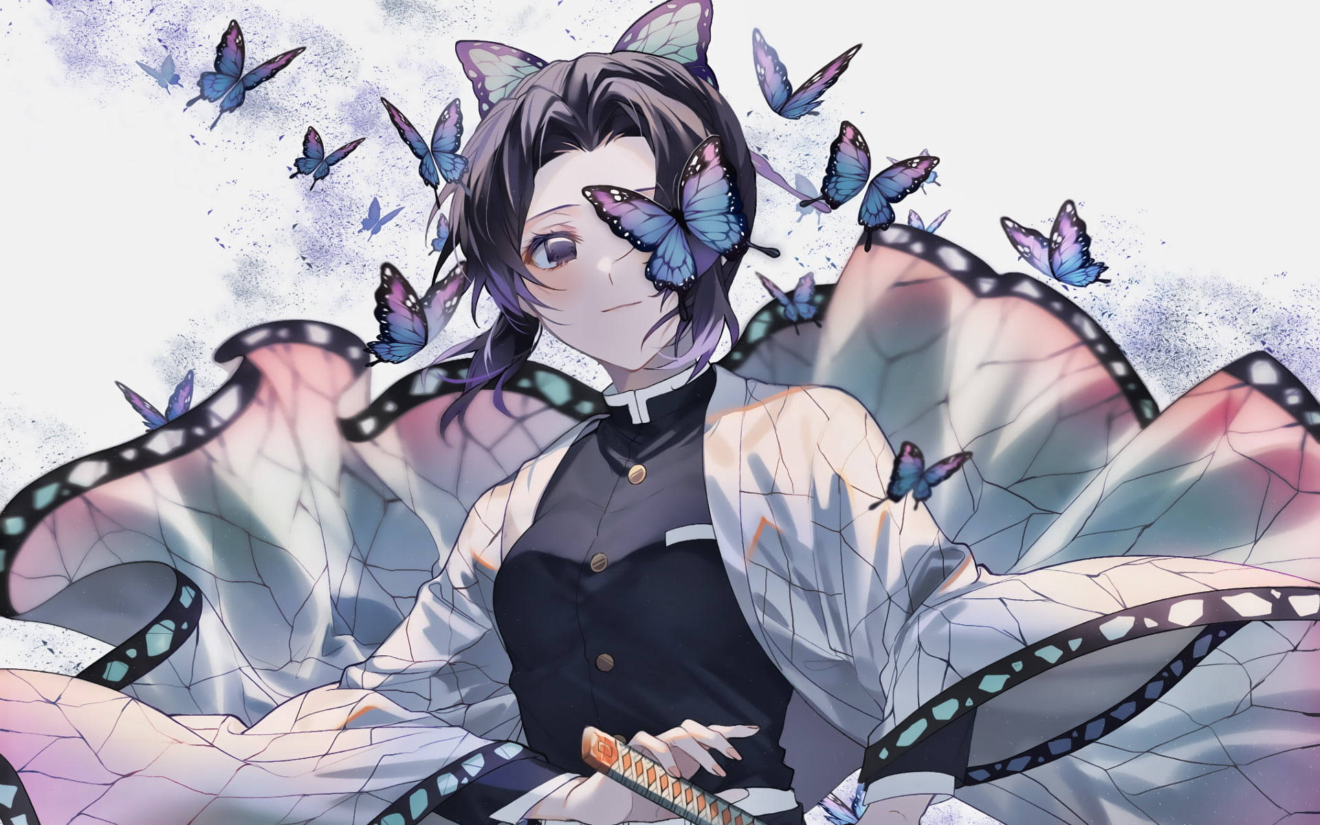 רוצח שדים פרפרים סגולים וכחולים Shinobu PFP טפט