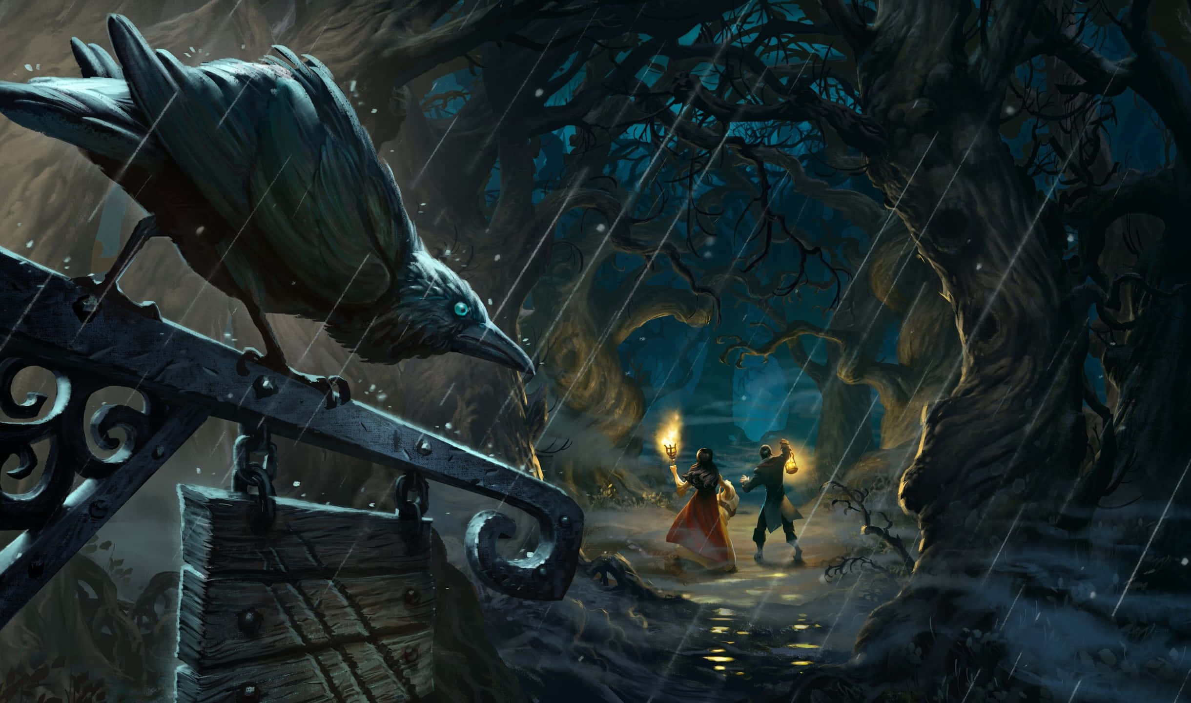 רקע 2440x1440 של Hearthstone – יער המכשפות המפחיד טפט