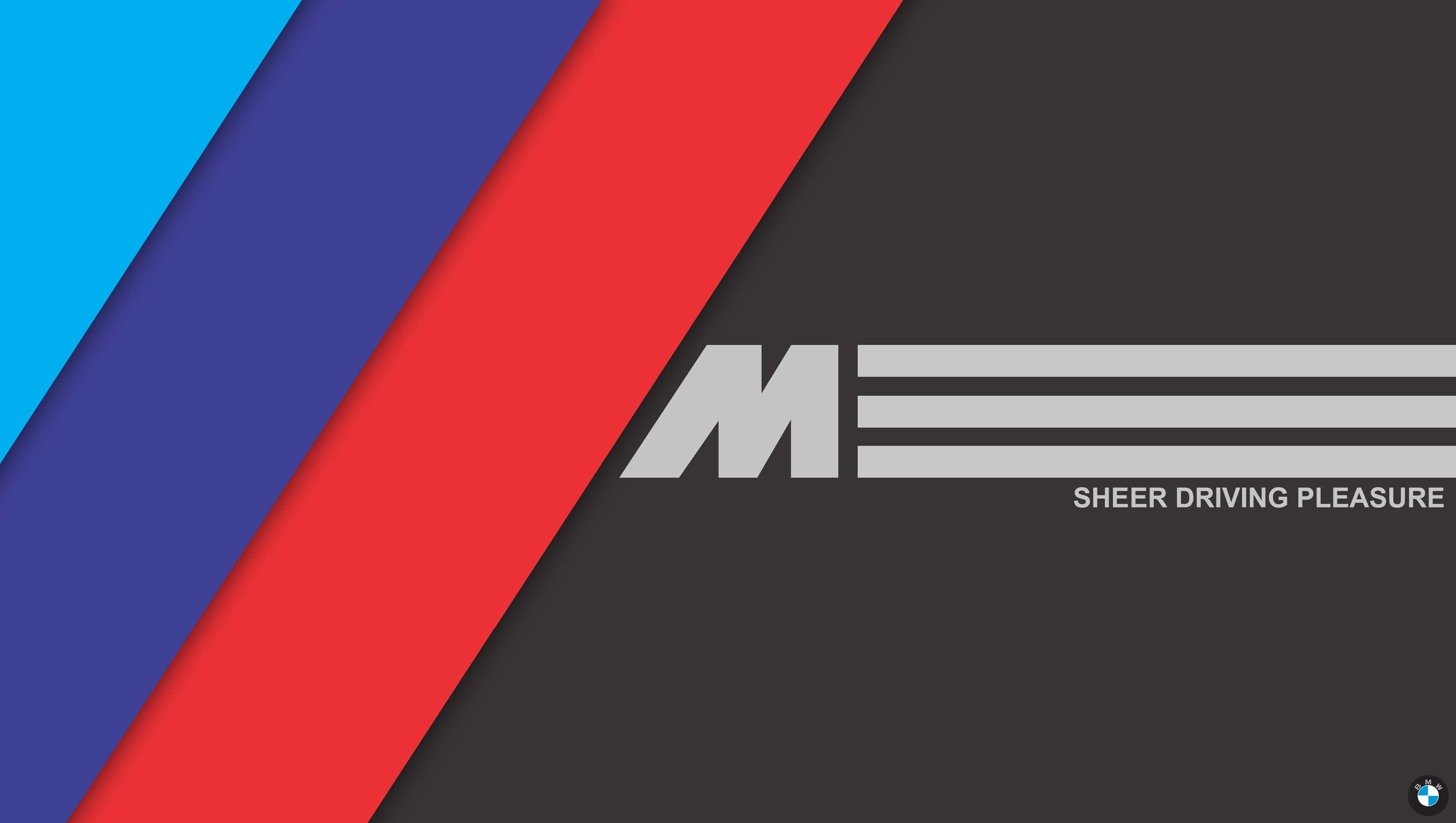 רקע 720p לסדרת M עם פסי BMW M והטקסט "Sheer Driving Pleasure" טפט