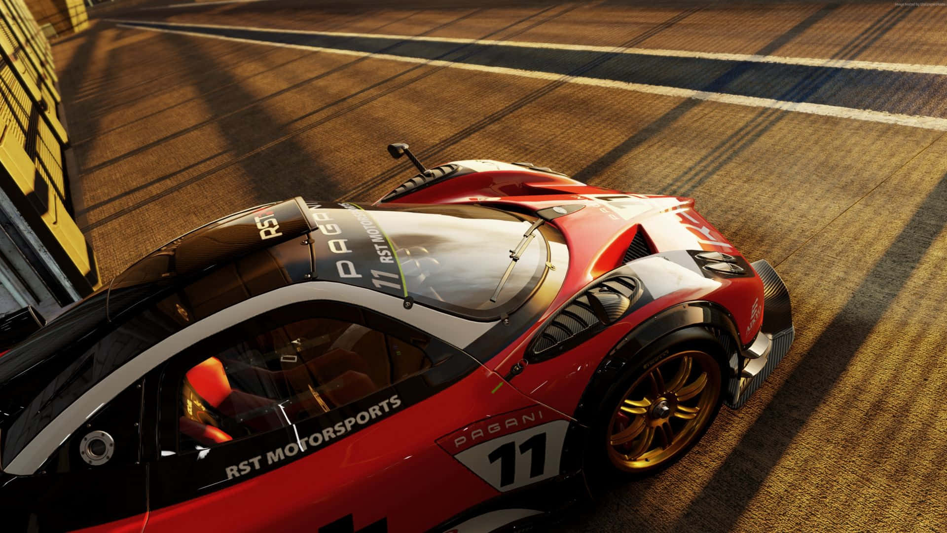 רקע HD של מכונית מרוץ אדומה ממשחק הווידאו Project Cars טפט